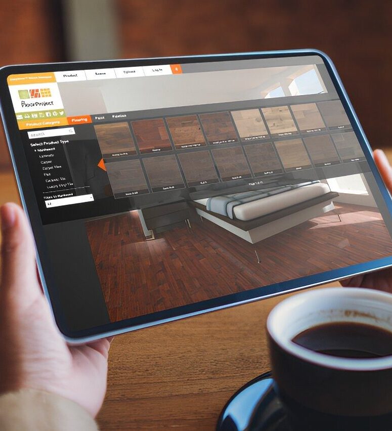 male buyer in a hardware store chooses carpet e1764884365755 - The Floor Project